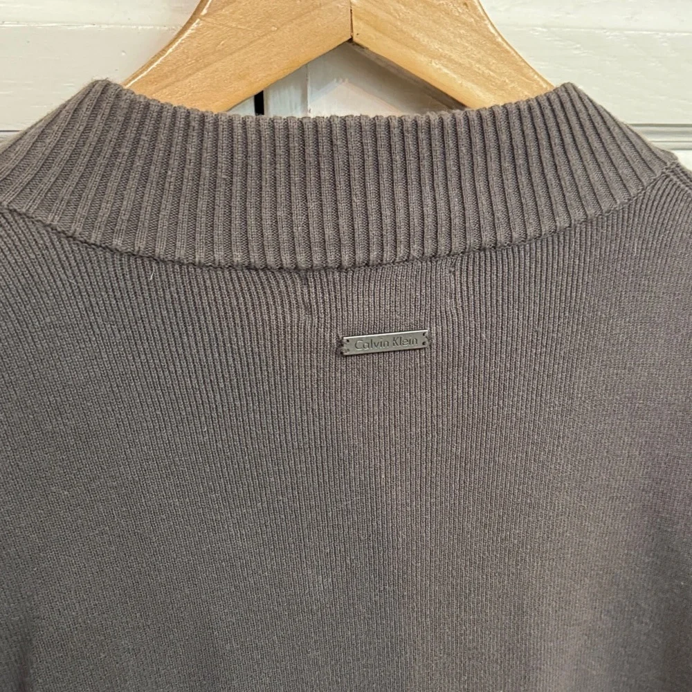 Calvin Klein Charcoal Full-Zip Academia Cardigan. Size L.